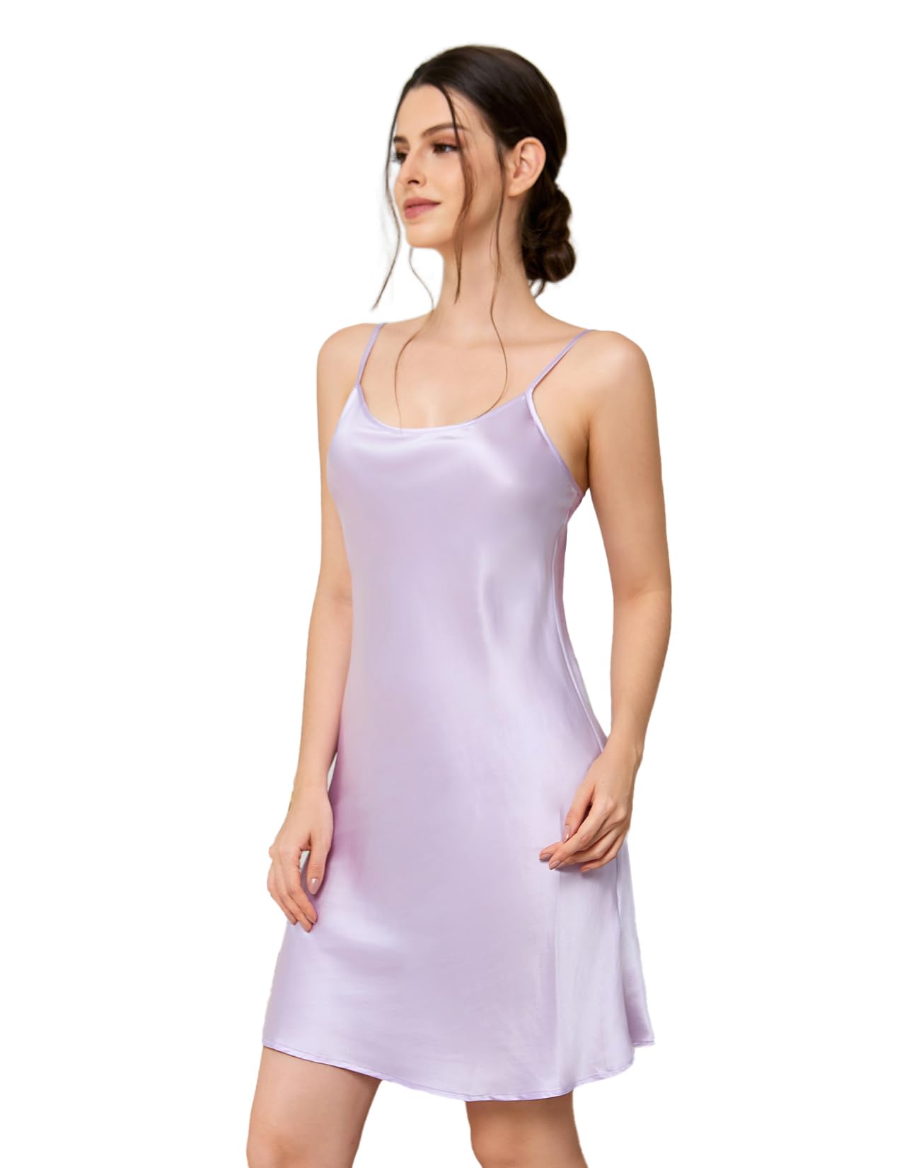 THXSILK Silk Nightgowns for Women, 100% 19 Momme Natural Silk, Sexy Spaghetti Straps Sleepwear Short Nightdress, Sleeveless