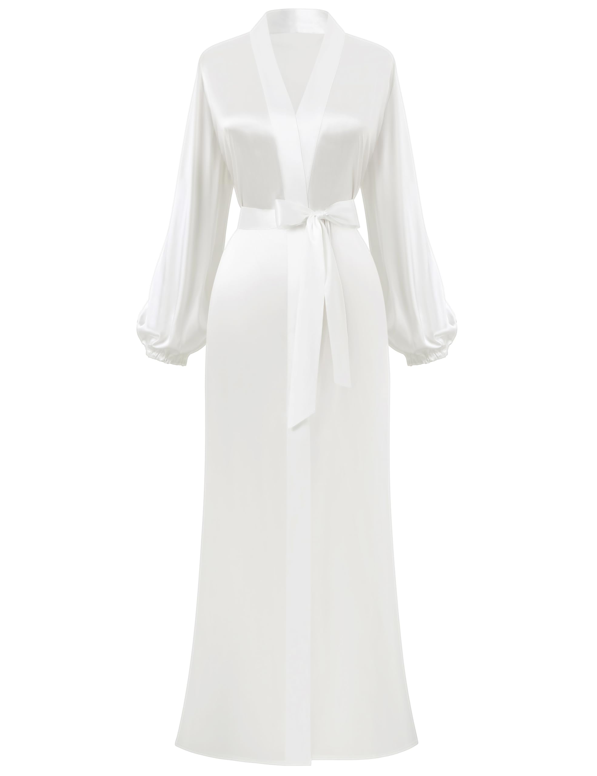 PRODESIGN Satin Kimono Robe Long Silky Kimono Bathrobe Sleepwear Wedding Bridesmaid Robe