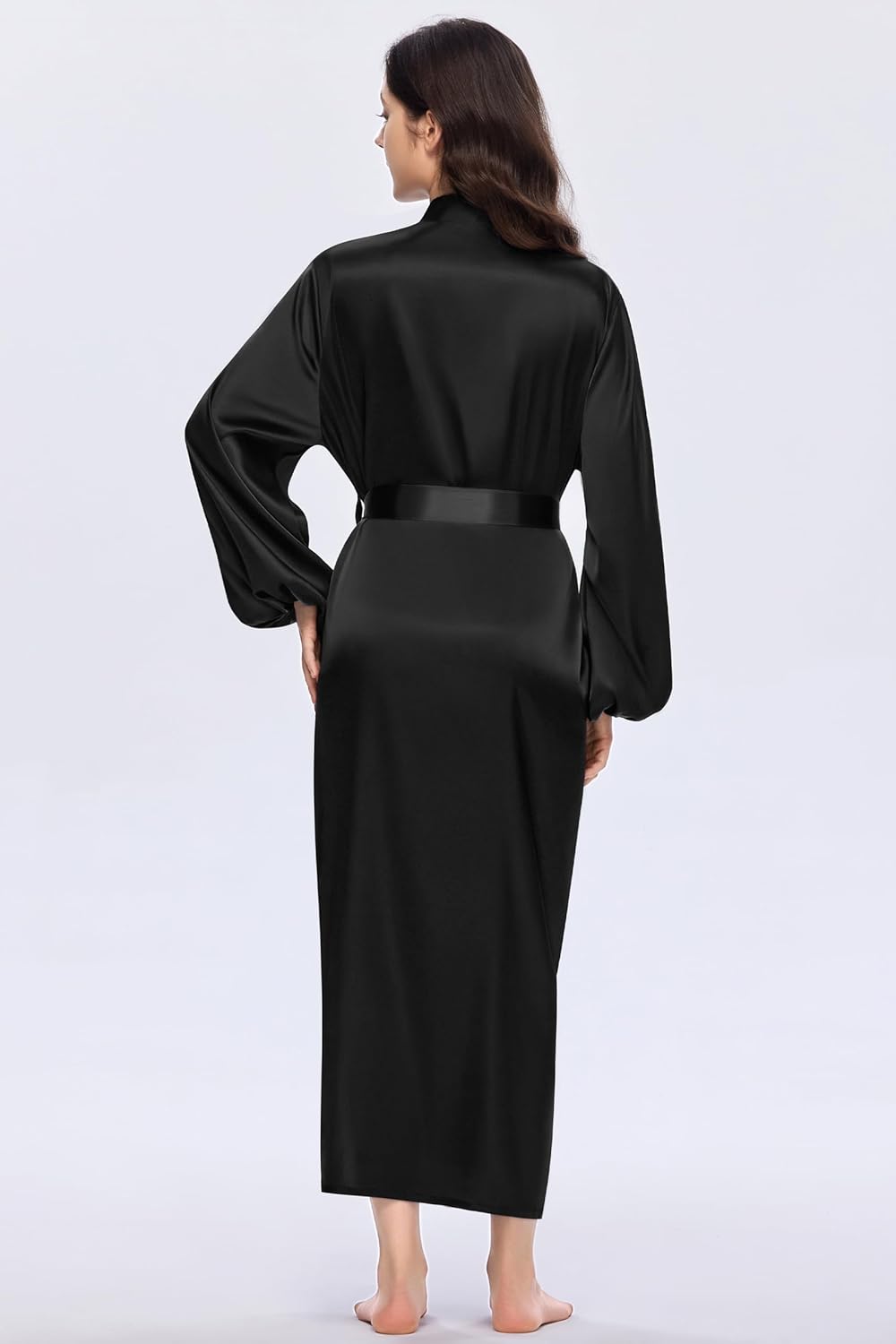 PRODESIGN Satin Kimono Robe Long Silky Kimono Bathrobe Sleepwear Wedding Bridesmaid Robe