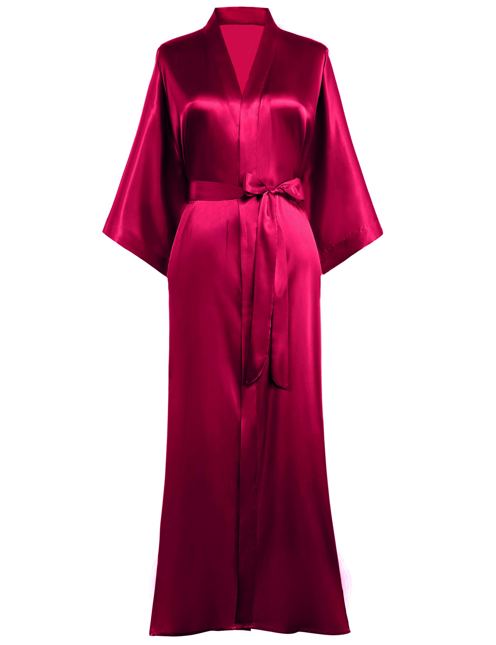 PRODESIGN Satin Kimono Robe Long Silky Kimono Bathrobe Sleepwear Wedding Bridesmaid Robe