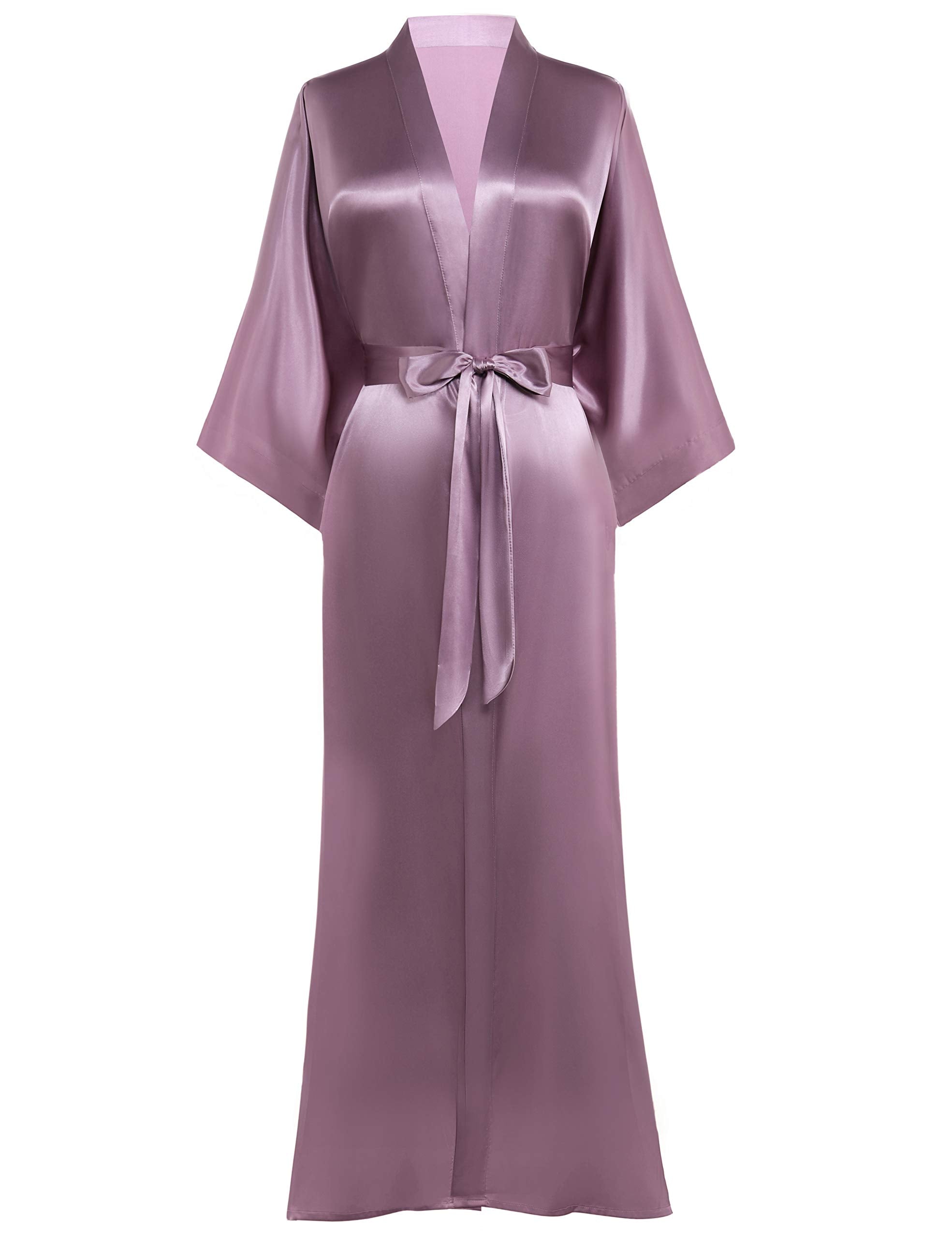 PRODESIGN Satin Kimono Robe Long Silky Kimono Bathrobe Sleepwear Wedding Bridesmaid Robe