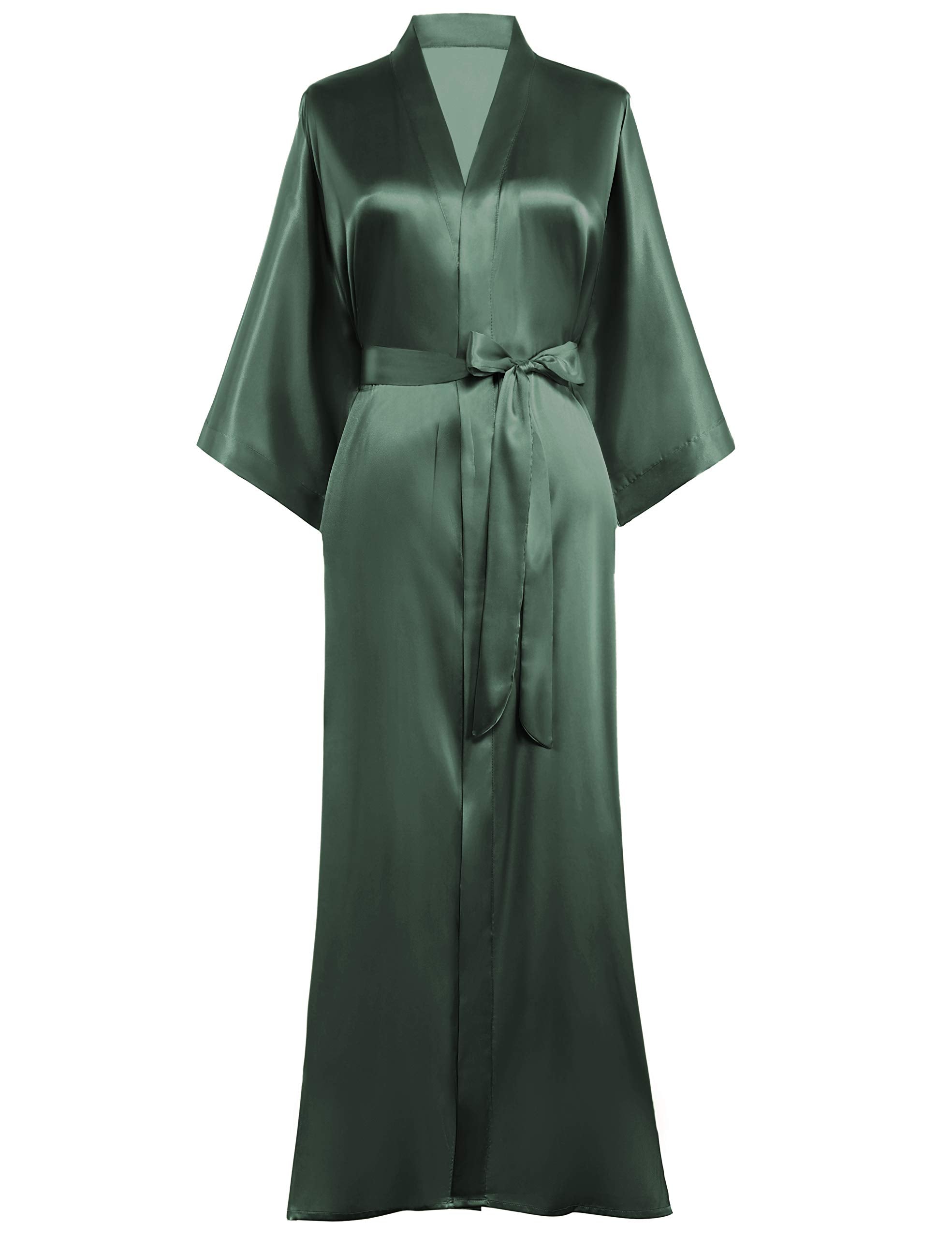 PRODESIGN Satin Kimono Robe Long Silky Kimono Bathrobe Sleepwear Wedding Bridesmaid Robe