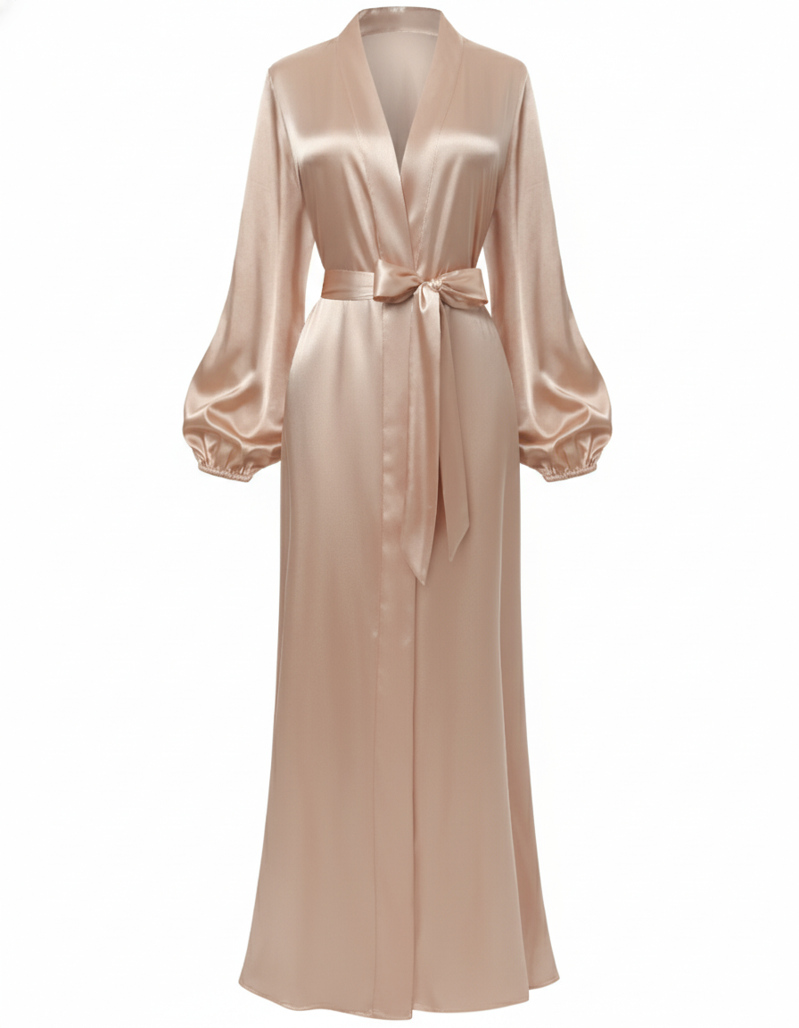 Just Slips n Sleeps- Premium Silk Kimono Robe for Women in Solid Colors- Lantern Sleeves