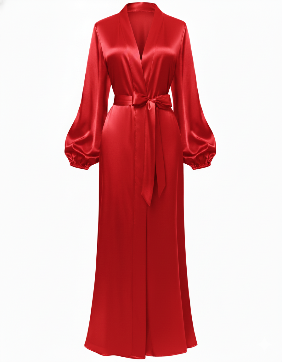 Just Slips n Sleeps- Premium Silk Kimono Robe for Women in Solid Colors- Lantern Sleeves