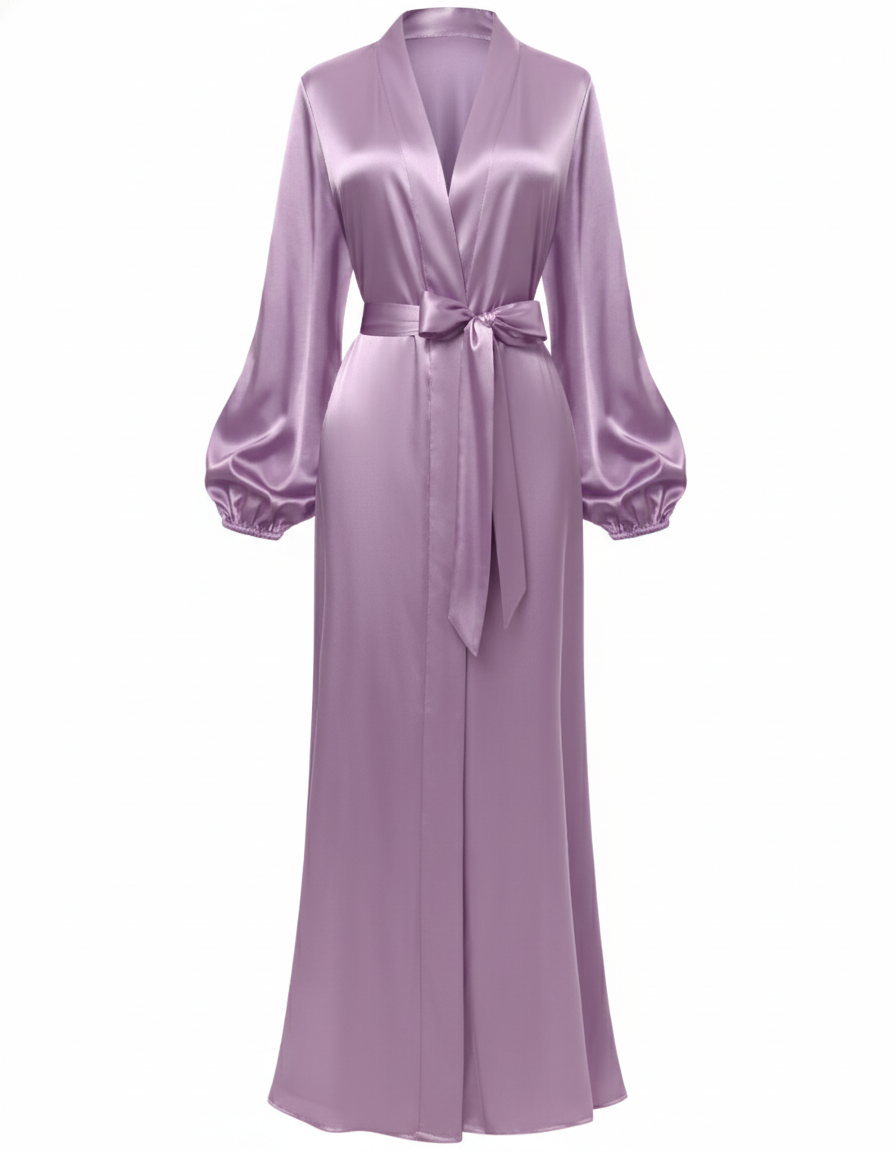 Just Slips n Sleeps- Premium Silk Kimono Robe for Women in Solid Colors- Lantern Sleeves