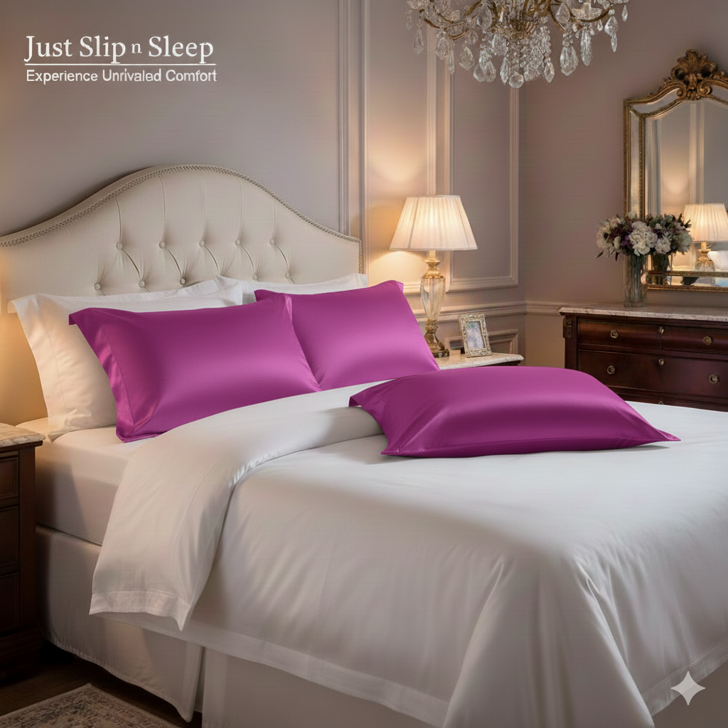 Just Slip n Sleep- Satin Polyester Pillowcase -Overfold