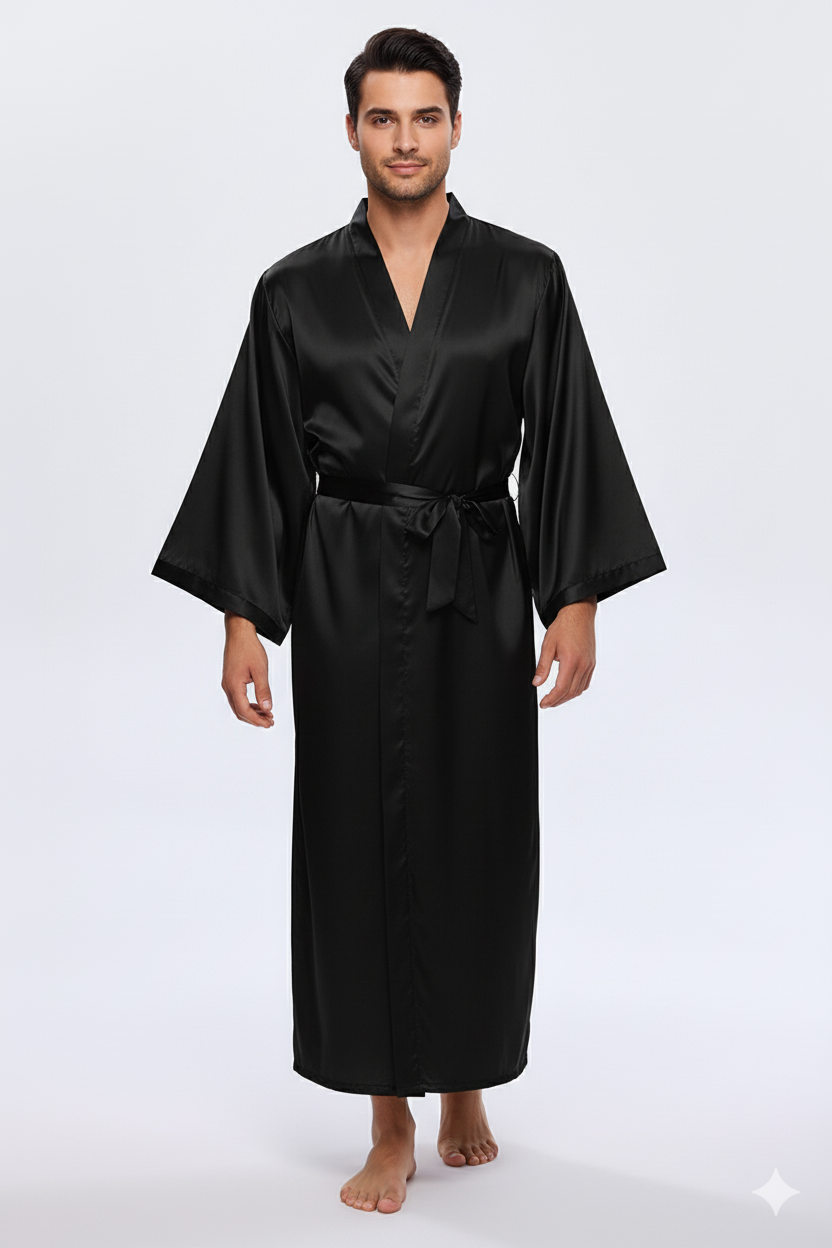 Just Slips n Sleeps- Premium Silk & Solid Colors Unisex Kimono Sleeve Robe.
