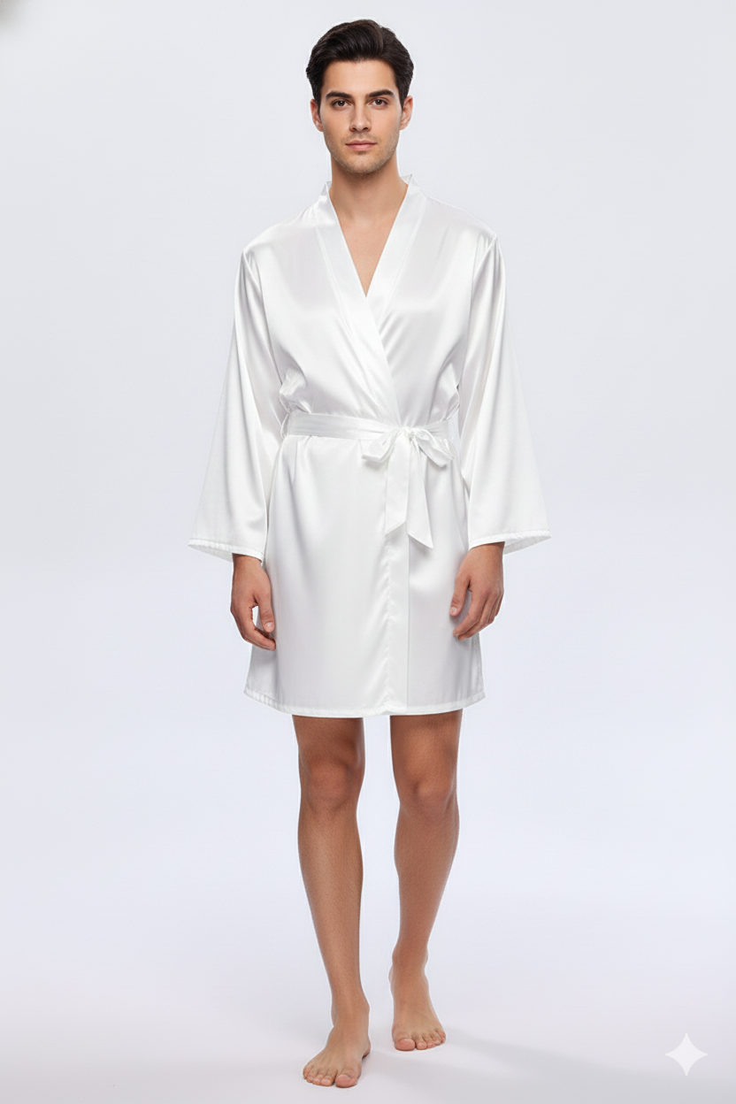 Just Slips n Sleeps- Premium Silk & Solid Colors Unisex Kimono Sleeve Robe.